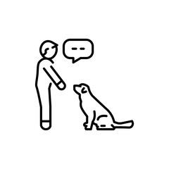 Sit command color line icon. Dog training.