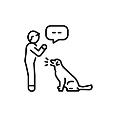 Command voice color line icon. Dog training.