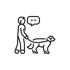 Walk with pet color line icon. Dog training.