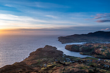 Aerial view of Kilcar village in county Donegal on the west coast of Ireland