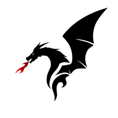 illustration vector draw dragon tattoo spitting fire suitable for logo design and others