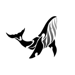 Vector tribal art tattoo whale