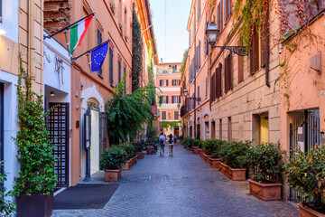 Fototapeta na wymiar Narrow Via Margutta street near piazza del Popolo square, Rome, Italy