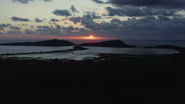 Sunset over the lagoon of Pylos, aerial 