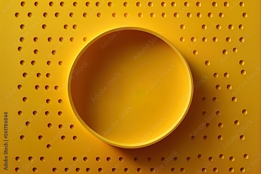 Aufkleber the circle is embossed on a yellow gradient background. simple, protruding form on a minimalist surf