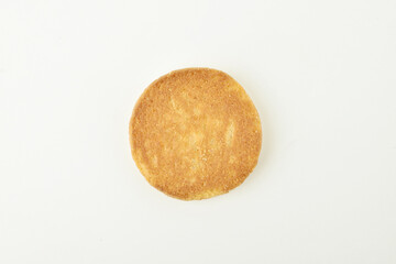 Back view of biscuit on white background