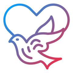 Dove with Heart Icon Style