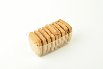 Bakery biscuit in plastic pack isolated on white background