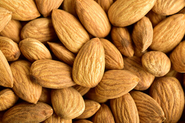 Top view of whole almond texture background