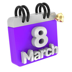 8 March calendar of day 3d render
