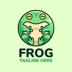Circle Frog Cartoon Logo Design