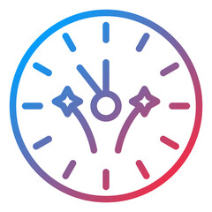 New Year Clock Icon Style