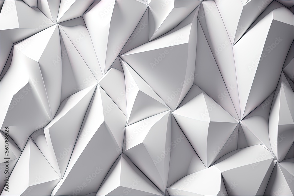 Poster triangular pyramids on a white polygonal background. the wallpaper is a futuristic take on the light