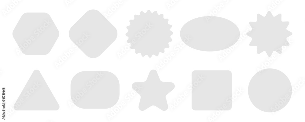 Poster Paper stickers with different shapes, isolated colorless forms with copy space. Piece of sheet texture, star and square, circle and rhombus. Vector in realistic style