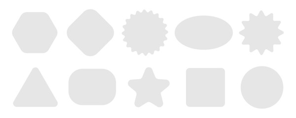 Paper stickers with different shapes, isolated colorless forms with copy space. Piece of sheet texture, star and square, circle and rhombus. Vector in realistic style