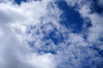 Stratus cumulus alto nimbo clouds in the blue sky is weather messengers