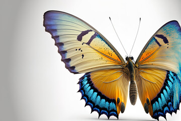 Beautiful butterfly flying isolated on white background. Generative AI