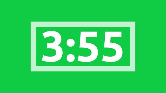 [Part 2 OF 5] 5 minutes timer animation with white square frame blinking every seconds in green screen background.