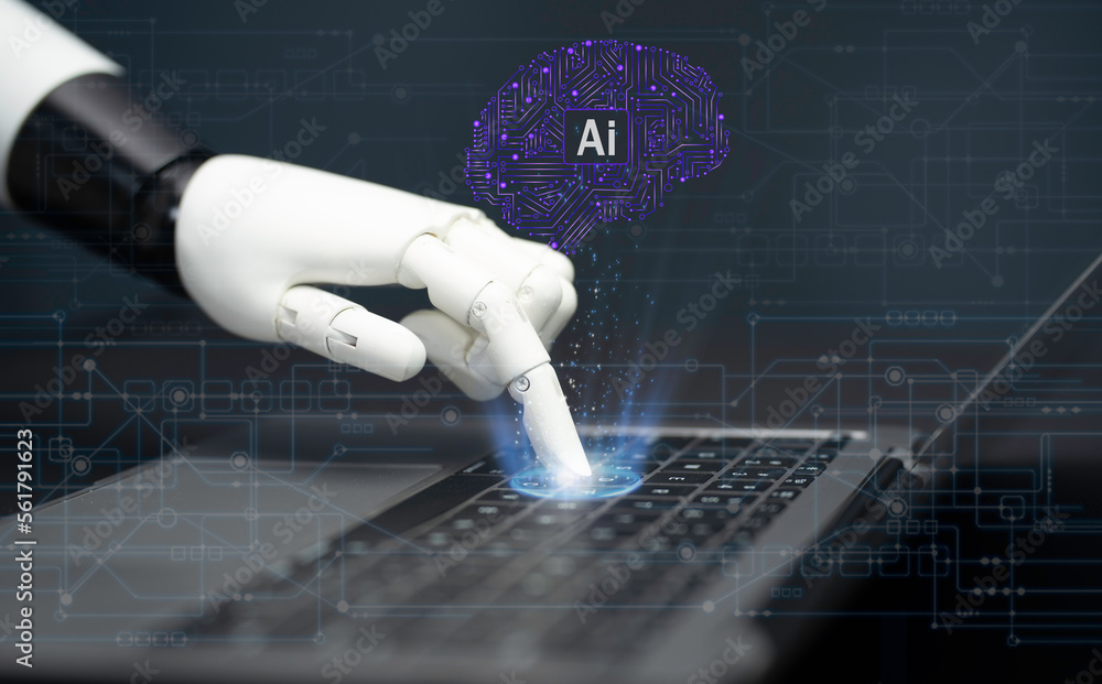 Poster ai, artificial intelligence brain technology concept, futuristic network for business, robotics and 