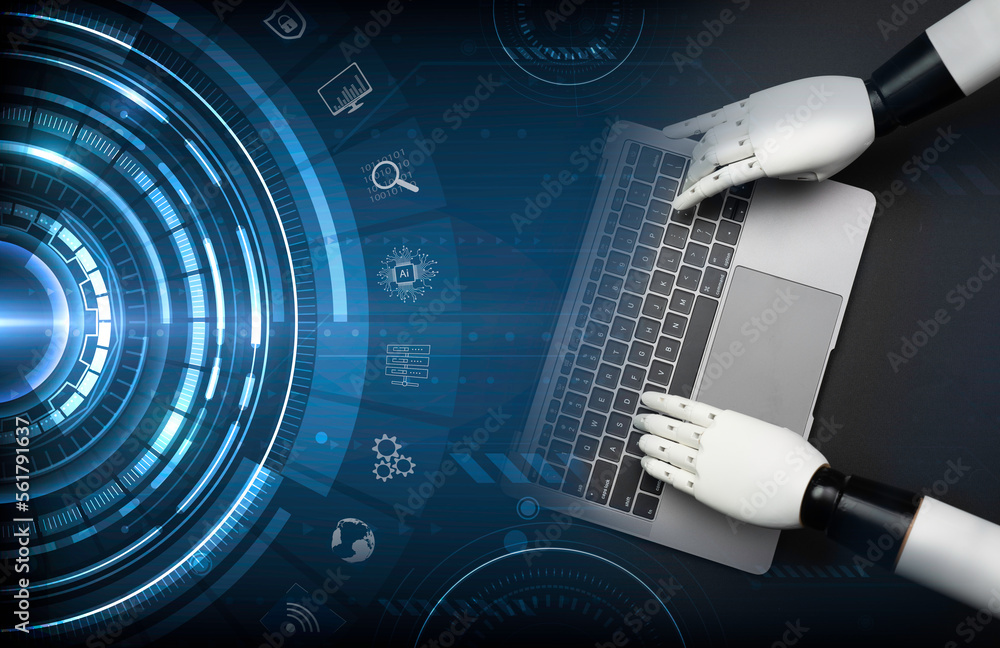 Poster ai, artificial intelligence brain technology concept, futuristic network for business, robotics and 