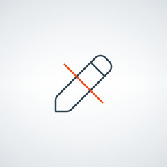 No Pen or Pencil Icon, clear drawing, eriser tool icon. Prohibited drawing sign. Stock vector illustration isolated on white background.