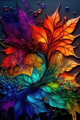 abstract fractal background with flowers made with generative ai