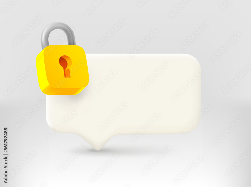 Poster web informer with 3d lock icon and copy space. vector illustration
