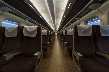 Interior of Shinkansen Bullet train in Japan.