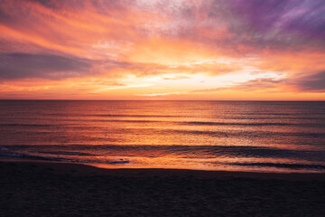 Beautiful sunset over the sea. Evening seascape, natural background.