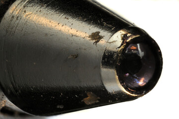 Extreme close up of the tip of a ballpoint pen