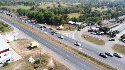 Motoway beautiful. Highway in Thailand. Thailand way. Top view highway.