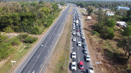 Motoway beautiful. Highway in Thailand. Thailand way. Top view highway.