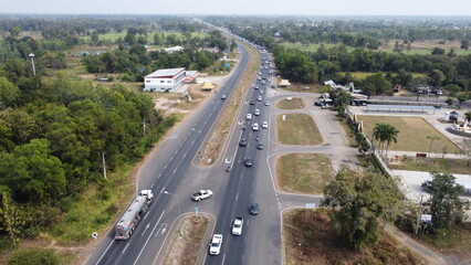 Motoway beautiful. Highway in Thailand. Thailand way. Top view highway.