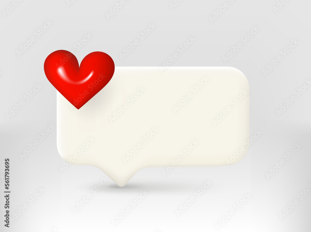 Aufkleber web informer with 3d heart and copy space. vector illustration