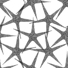 Starfish. Seamless vector pattern on white. Perfect for wallpaper, wrapping, fabric and textile. Black and white. - 561794059