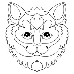 Head of cat coloring template vector illustration