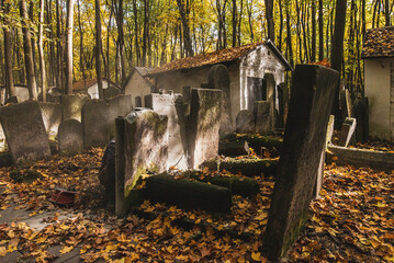 old Jewish cementary in Warsaw, Poland with its tombs 