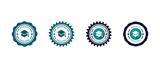 Education seal stamp vector set. stamp symbol in flat style concept.	