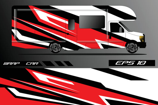 vector background for pack of camper car and other cars and motorcycles
