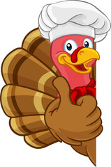 Turkey Chef Thanksgiving or Christmas Cartoon