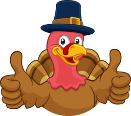 Turkey Pilgrim Hat Thanksgiving Cartoon Character