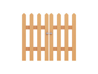Wooden fence with 3d rendering vector icon illustration