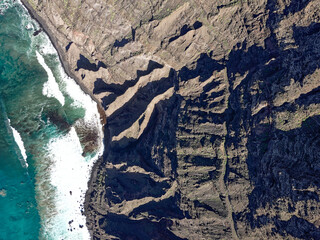 The volcanic coastline of Lanzarote.