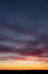 Sunset sky, orange and pink clouds