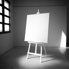 Blank canvas in a studio. Generative AI.