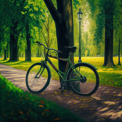 Fototapeta premium Bike in the park. Generative AI.