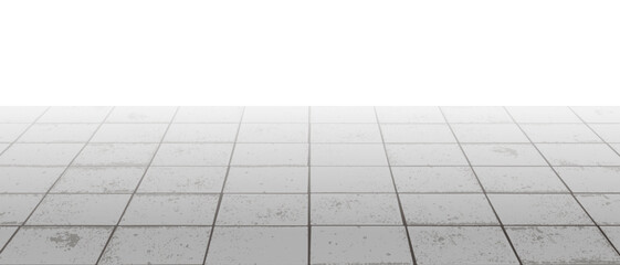 Perspective concrete block pavement vector background with texture. Tile floor surface. City street road or walkway with grid stone pattern. Patio exterior. Panoramic landscape