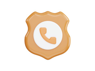 Phone contact and protect shield with 3d rendering vector icon illustration