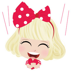 Cute Little Girl With Red Bow