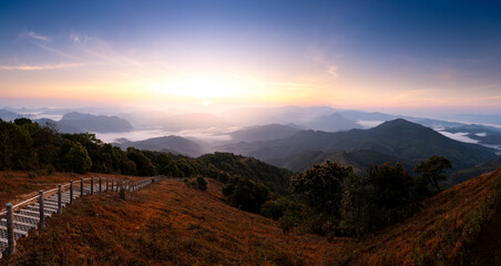 Mountian range landscape look from view point of Pui Ko Mountain